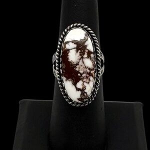 Navajo Native American Sterling Silver Natural Wild Horse Turquoise Ring 6.25